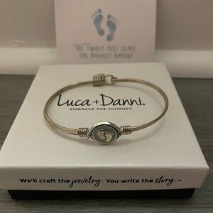 Luca + Danni Silver Little Footsteps Bangle in Blue